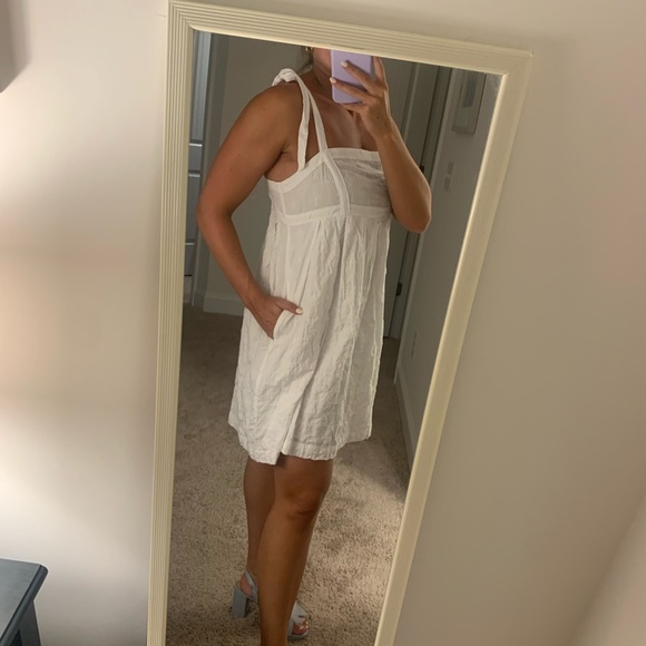 Old Navy tie strap white babydoll dress NWT - Picture 2 of 3